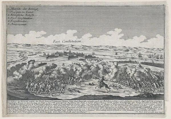 Attack on Fort Constitution, October 7, 1777. Creator: Johann Martin Will