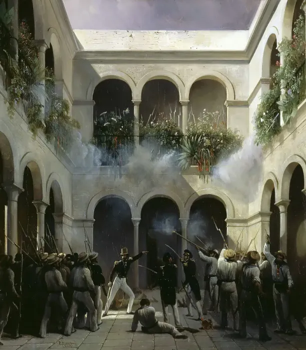 Framed Print : Attack of Francois d?Orleans, prince de Joinville in Veracruz on December 5, 1838. Artist: Blanchard, Henri Pierre Leon Pharamond (1805-1873) Framed Print : Attack of Francois d?Orleans, prince de Joinville in Veracruz on December 5, 1838. Artist: Blanchard, Henri Pierre Leon Pharamond (1805-1873)