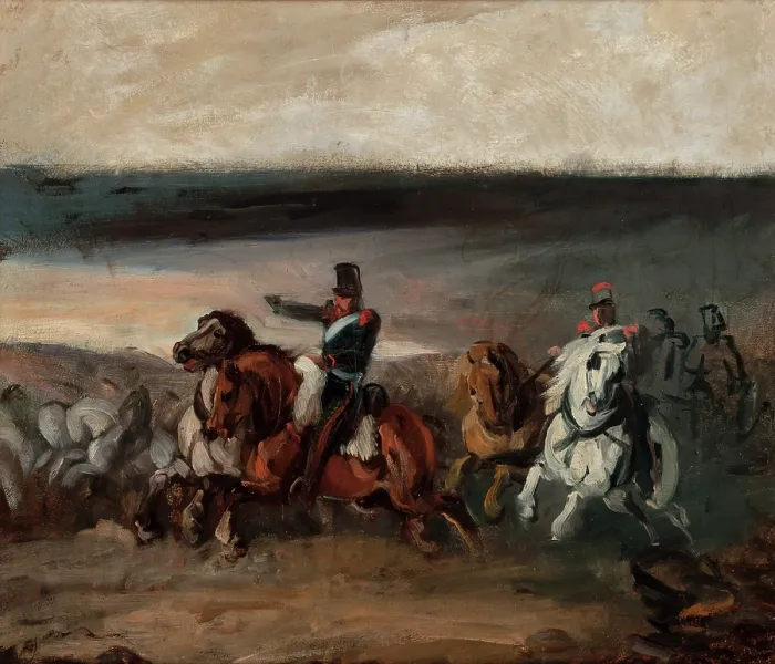 Framed Print : Attack of French Artillery, c1835. Creator: Piotr Michalowski Framed Print : Attack of French Artillery, c1835. Creator: Piotr Michalowski