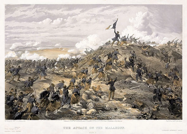 Attack on the Malakoff redoubt on 7 September 1855, 1855. Artist: Simpson, William (1832-1898)