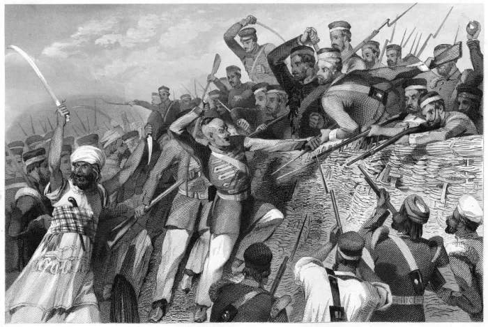 Framed Print : Attack of the mutineers on the Redan Battery at Lucknow, 30 July 1857, (c1860) Framed Print : Attack of the mutineers on the Redan Battery at Lucknow, 30 July 1857, (c1860)