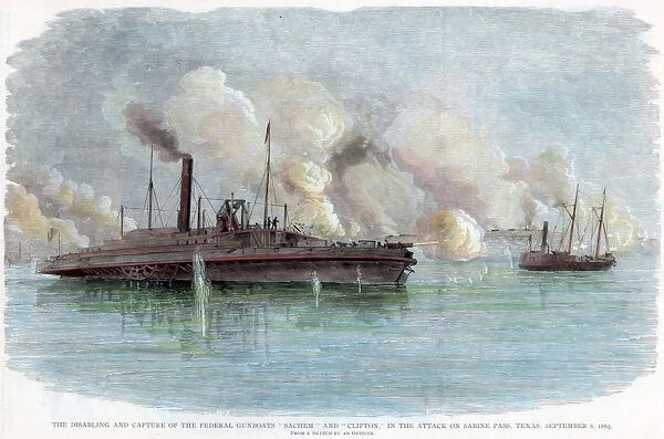 The attack on Sabine Pass, Texas, American Civil War, 8 September 1863