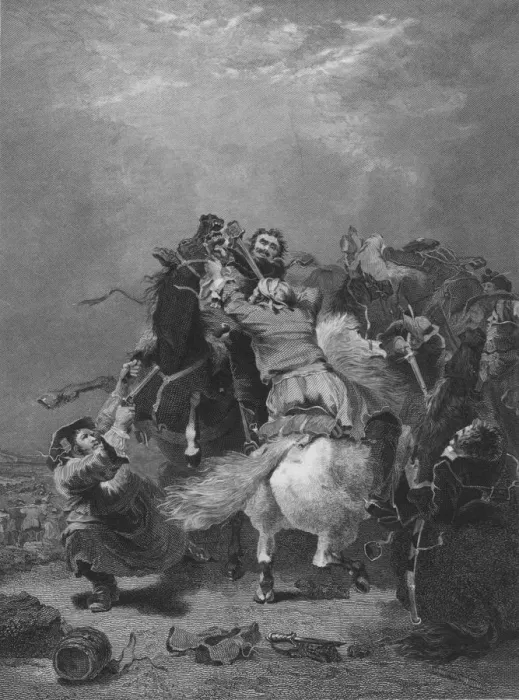 Framed Print : Attack on the Smugglers, Guy Mannering, c1837. Creator: Cosmo Armstrong Framed Print : Attack on the Smugglers, Guy Mannering, c1837. Creator: Cosmo Armstrong
