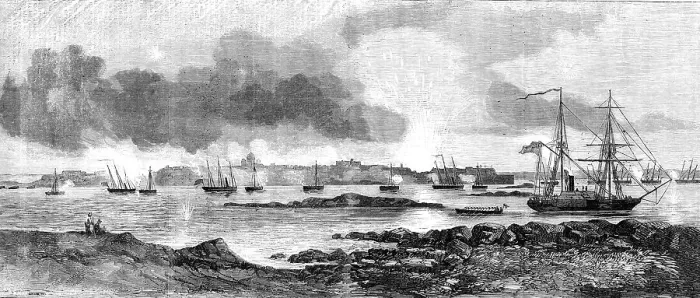Framed Print : The Attack on Sveaborg, 1856. Creator: Unknown Framed Print : The Attack on Sveaborg, 1856. Creator: Unknown
