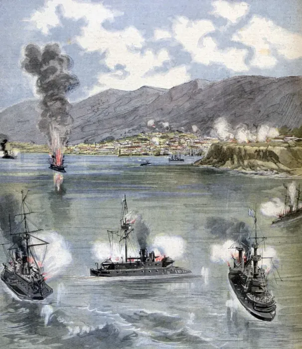 Framed Print : The attack on Valparaiso, the Chilean Revolution, 1891