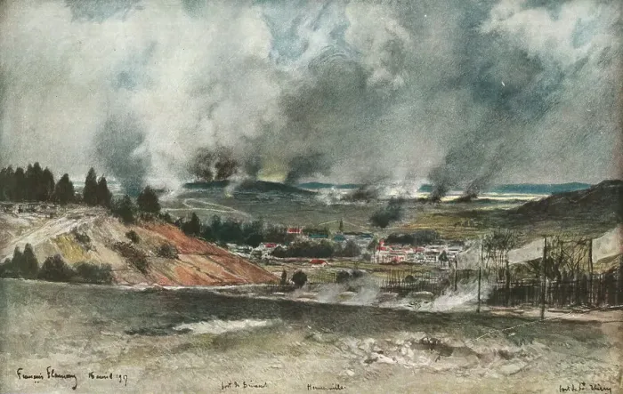 Framed Print : Attaque du Fort de Brimont, le 16 anvil 1917, (1917). Creator: Francois Flameng Framed Print : Attaque du Fort de Brimont, le 16 anvil 1917, (1917). Creator: Francois Flameng