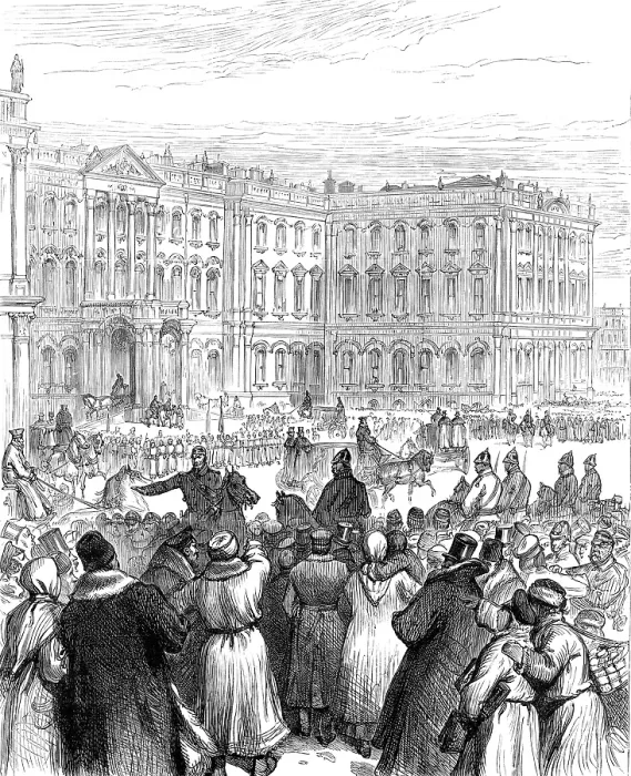 Framed Print : The attempt on the Czar's life: the Soltykoff Doorway...within which the explosion occurred, 1880. Creator: Unknown Framed Print : The attempt on the Czar's life: the Soltykoff Doorway...within which the explosion occurred, 1880. Creator: Unknown