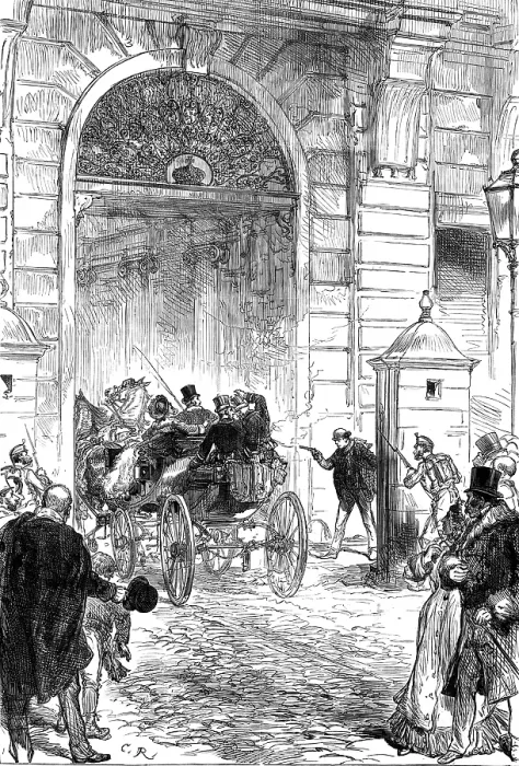 Framed Print : The attempt to shoot the King of Spain at Madrid, 1880. Creator: Unknown