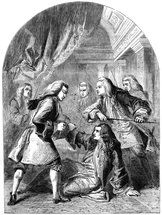 Framed Print : The attempted assassination of Robert Harley (1661-1724), 18th century (19th century). Artist: TE Nicholson