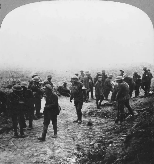 Framed Print : Attending to the wounded on the Menin Road, Ypres, Flanders, Belgium, World War I, c1914-c1918. Artist: Realistic Travels Publishers