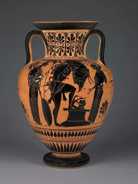 Framed Print : Attic Black-Figure Amphora, about 510 BC. Creator: Leagros Group Framed Print : Attic Black-Figure Amphora, about 510 BC. Creator: Leagros Group