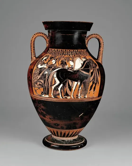 Framed Print : Attic Black-Figure Amphora, 550-530 BC. Creators: Painter of the Vatican Mourner, Exekias Framed Print : Attic Black-Figure Amphora, 550-530 BC. Creators: Painter of the Vatican Mourner, Exekias