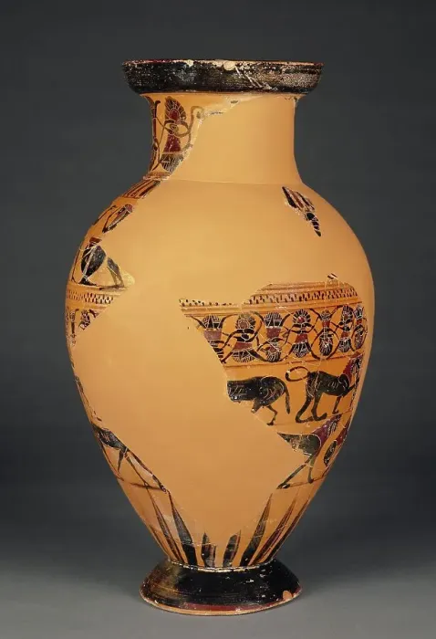 Framed Print : Attic Black-Figure Amphora (Tyrrhenian), 560-555 BC. Creator: Castellani Painter Framed Print : Attic Black-Figure Amphora (Tyrrhenian), 560-555 BC. Creator: Castellani Painter