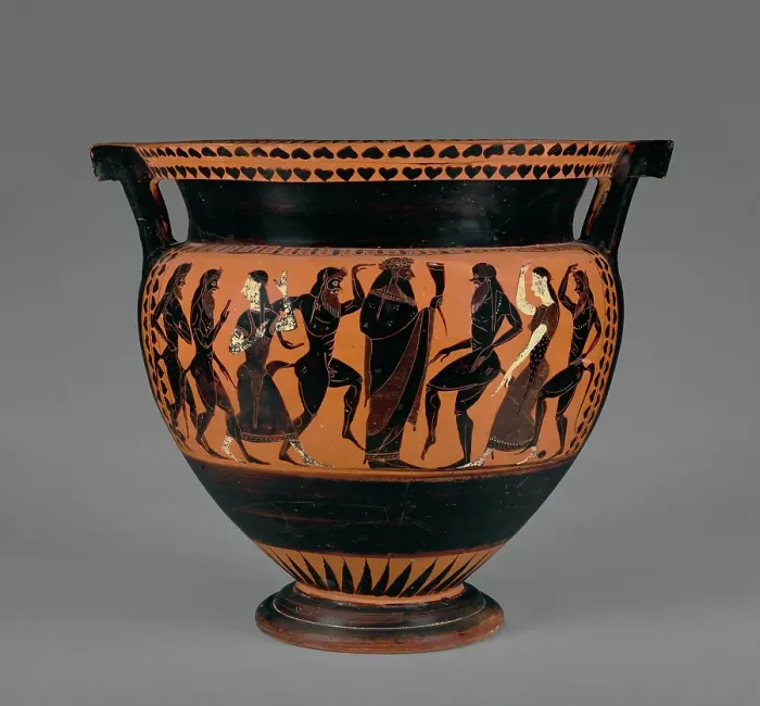 Framed Print : Attic Black-Figure Column Krater, about 520 BC. Creator: Painter of Munich 1736 Framed Print : Attic Black-Figure Column Krater, about 520 BC. Creator: Painter of Munich 1736