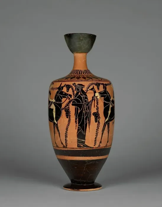 Framed Print : Attic Black-Figure Lekythos, about 500 BC. Creator: Leagros Group Framed Print : Attic Black-Figure Lekythos, about 500 BC. Creator: Leagros Group