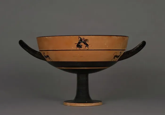 Framed Print : Attic Black-Figure Lip Cup, about 550 BC. Creator: Phrynos Painter Framed Print : Attic Black-Figure Lip Cup, about 550 BC. Creator: Phrynos Painter