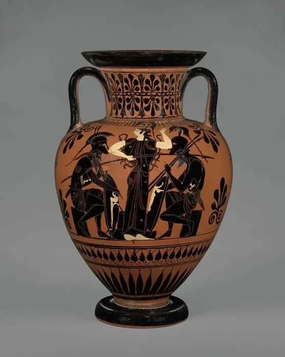 Framed Print : Attic Black-Figure Neck Amphora, about 510 BC. Creator: Leagros Group Framed Print : Attic Black-Figure Neck Amphora, about 510 BC. Creator: Leagros Group