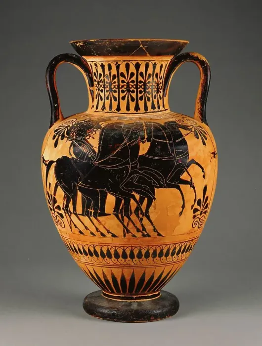 Framed Print : Attic Black-Figure Neck-Amphora, about 520 BC. Creator: Unknown Framed Print : Attic Black-Figure Neck-Amphora, about 520 BC. Creator: Unknown