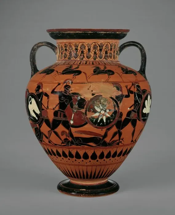 Framed Print : Attic Black-Figure Neck Amphora, about 540 BC. Creators: Painter of London B 174, Workshop of Exekias Framed Print : Attic Black-Figure Neck Amphora, about 540 BC. Creators: Painter of London B 174, Workshop of Exekias