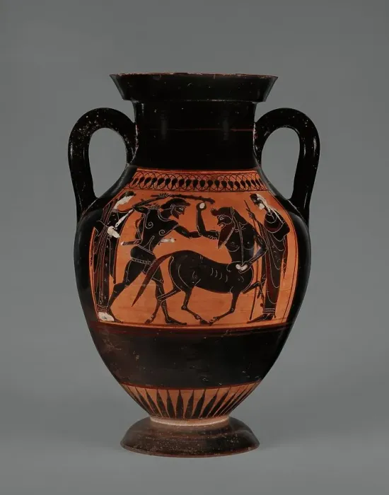 Framed Print : Attic Black-Figure Panel-Amphora Type B, 530-520 BC. Creator: Medea Group Framed Print : Attic Black-Figure Panel-Amphora Type B, 530-520 BC. Creator: Medea Group