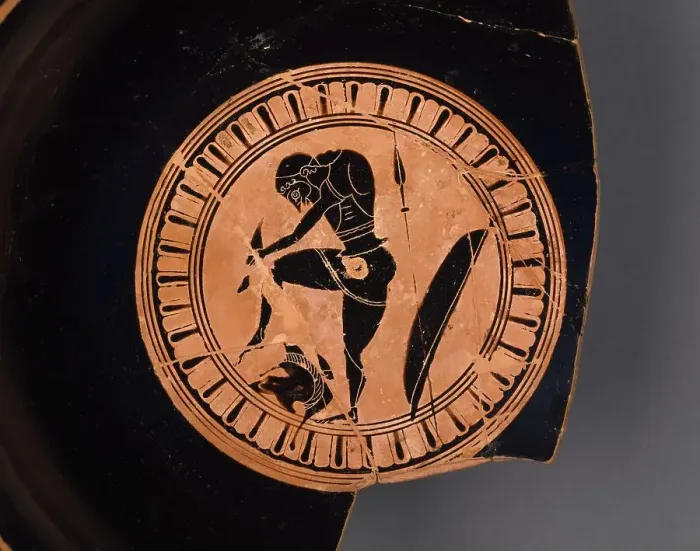 Framed Print : Attic Black-Figure Siana Cup Fragment, about 550 BC. Creator: Heidelberg Painter Framed Print : Attic Black-Figure Siana Cup Fragment, about 550 BC. Creator: Heidelberg Painter
