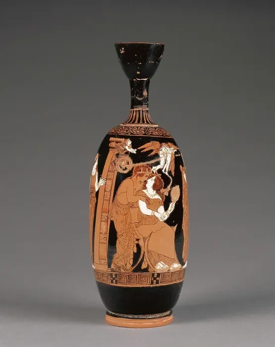 Framed Print : Attic Red-Figure Lekythos, 420-400 BC. Creators: Painter of the Frankfort Acorn, Phintias Framed Print : Attic Red-Figure Lekythos, 420-400 BC. Creators: Painter of the Frankfort Acorn, Phintias