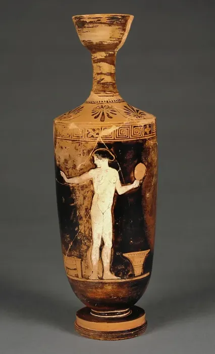 Framed Print : Attic Red-Figure Lekythos, about 450 BC. Creator: Phiale Painter Framed Print : Attic Red-Figure Lekythos, about 450 BC. Creator: Phiale Painter