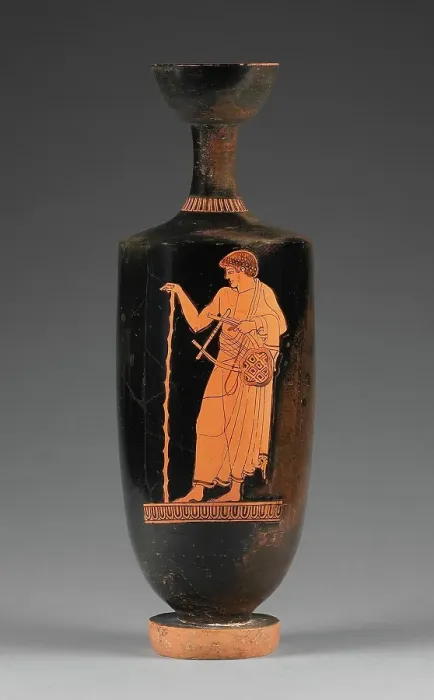 Framed Print : Attic Red-Figure Lekythos, about 480 BC. Creator: Eucharides Painter Framed Print : Attic Red-Figure Lekythos, about 480 BC. Creator: Eucharides Painter