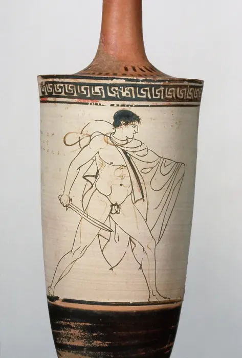 Framed Print : Attic White-Ground Lekythos, about 460 BC. Creator: Tymbos Painter Framed Print : Attic White-Ground Lekythos, about 460 BC. Creator: Tymbos Painter
