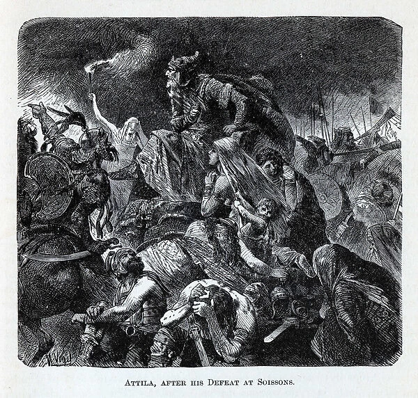 Attila after his Defeat at Soissons, 1882. Artist: Vogel, Hermann (1854-1921)
