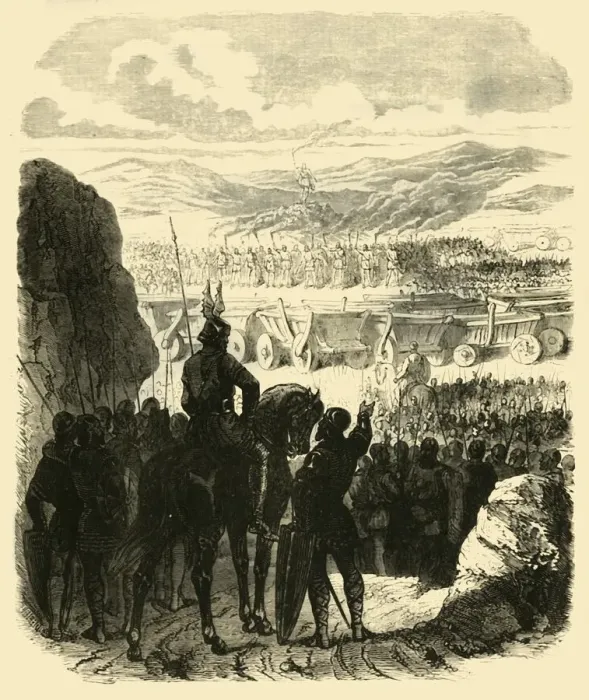 Framed Print : Attila on the Pyre, after His Defeat by Aetius, (453AD), 1890. Creator: Unknown
