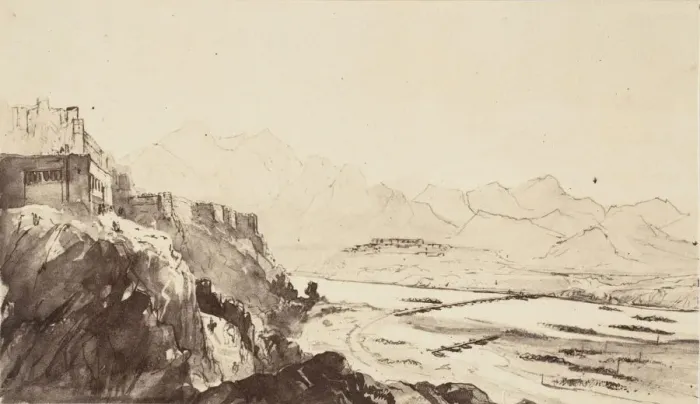 Framed Print : Attock on the Indus River- From a Drawing, 1858-61. Creator: Unknown Framed Print : Attock on the Indus River- From a Drawing, 1858-61. Creator: Unknown