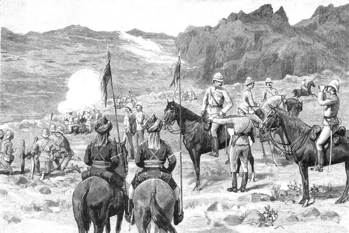 Framed Print : The Attock Manoeuvres - Mountain Battery Opening Fire, 1891. Creator: Unknown Framed Print : The Attock Manoeuvres - Mountain Battery Opening Fire, 1891. Creator: Unknown