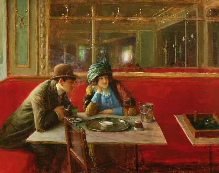 Framed Print : Au Cafe. Creator: Beraud, Jean (1849-1936) Framed Print : Au Cafe. Creator: Beraud, Jean (1849-1936)