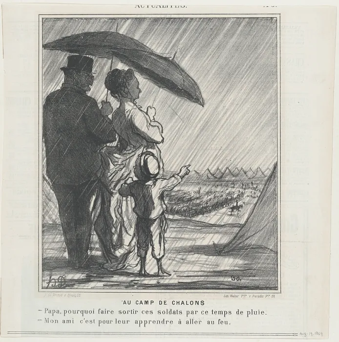 Framed Print : Au Camp de Chalons, 1869. Creator: Honore Daumier Framed Print : Au Camp de Chalons, 1869. Creator: Honore Daumier