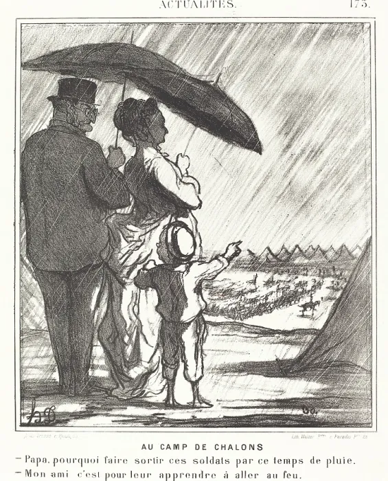 Framed Print : Au Camp de Chalons, 1869. Creator: Honore Daumier Framed Print : Au Camp de Chalons, 1869. Creator: Honore Daumier