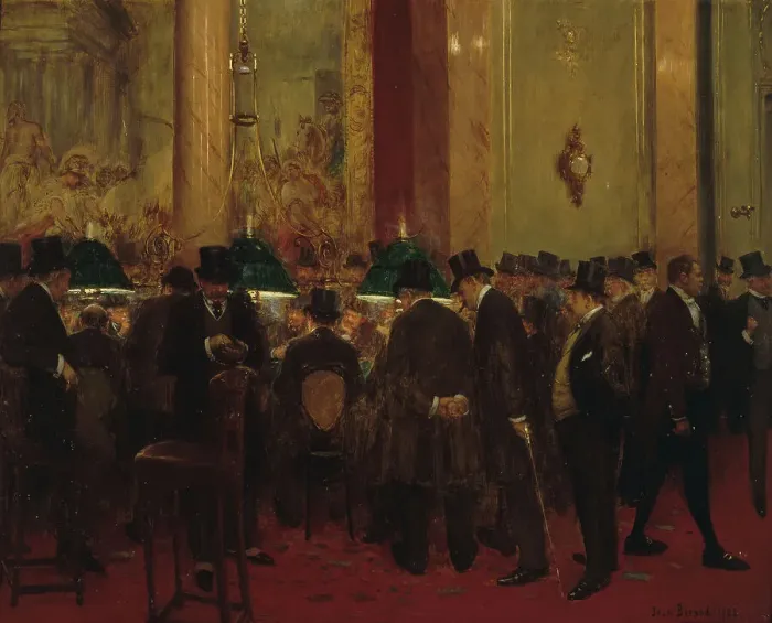 Framed Print : Au cercle, 1908. Creator: Jean Beraud Framed Print : Au cercle, 1908. Creator: Jean Beraud