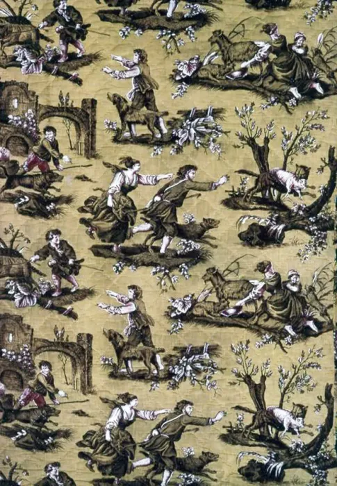 Framed Print : Au Loup! (Furnishing Fabric), France, 1783 / 89. Creator: Christophe-Philippe Oberkampf Framed Print : Au Loup! (Furnishing Fabric), France, 1783 / 89. Creator: Christophe-Philippe Oberkampf