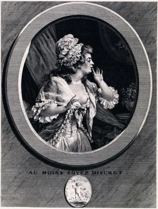 Framed Print : Au moins soyez discret!, 1789. Artist: Saint-Aubin, Augustin, de (1736-1807) Framed Print : Au moins soyez discret!, 1789. Artist: Saint-Aubin, Augustin, de (1736-1807)