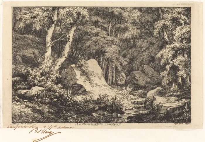 Framed Print : Au ravin de la faille, Auvergne (The Ravine at Auvergne), 1846. Creator: Eugene Blery Framed Print : Au ravin de la faille, Auvergne (The Ravine at Auvergne), 1846. Creator: Eugene Blery