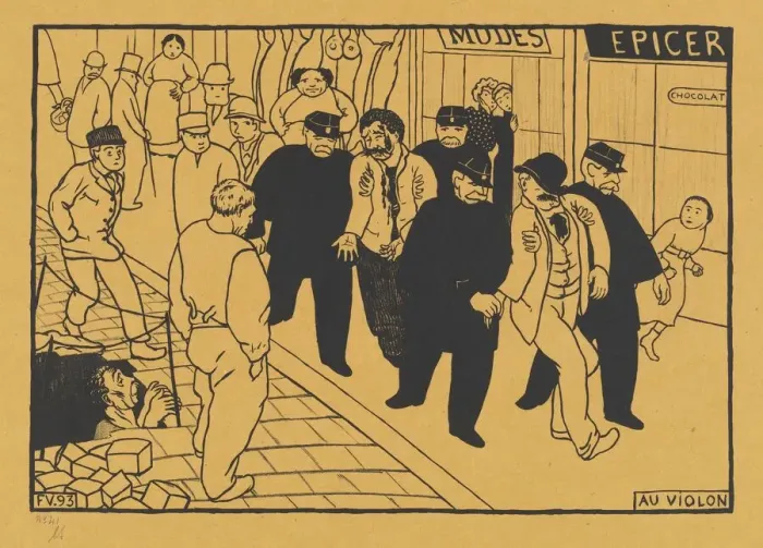 Framed Print : Au Violon (Off to the Jug), 1893. Creator: Felix Vallotton