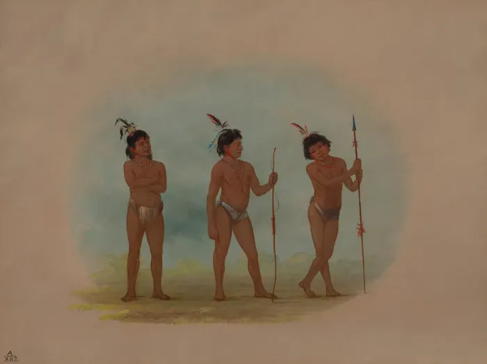 Framed Print : Three Auca Children, 1854 / 1869. Creator: George Catlin Framed Print : Three Auca Children, 1854 / 1869. Creator: George Catlin
