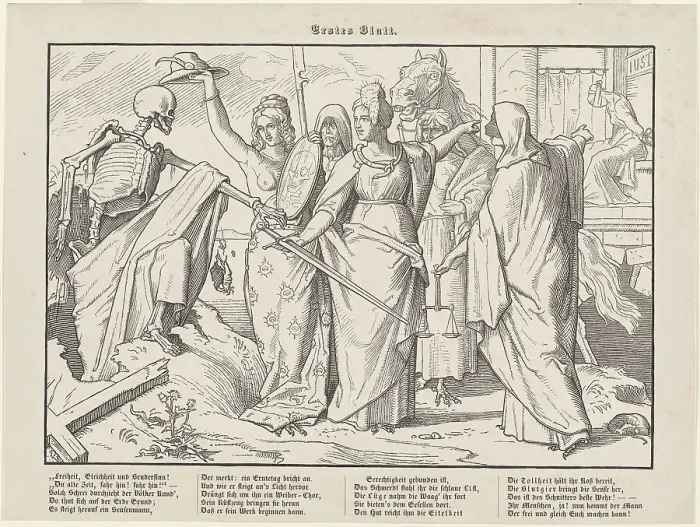 Framed Print : Auch ein Todtentanz I, 1849. Creator: Alfred Rethel Framed Print : Auch ein Todtentanz I, 1849. Creator: Alfred Rethel