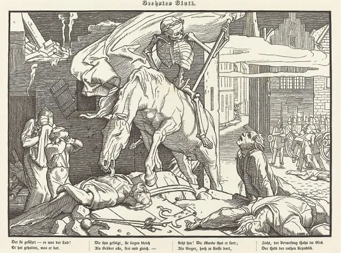 Framed Print : Auch ein Todtentanz VI, 1849. Creator: Alfred Rethel Framed Print : Auch ein Todtentanz VI, 1849. Creator: Alfred Rethel