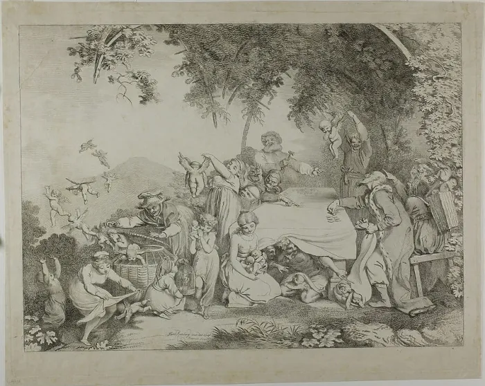Framed Print : Auction of the Cupids, 1799. Creator: Johann Heinrich Ramberg Framed Print : Auction of the Cupids, 1799. Creator: Johann Heinrich Ramberg