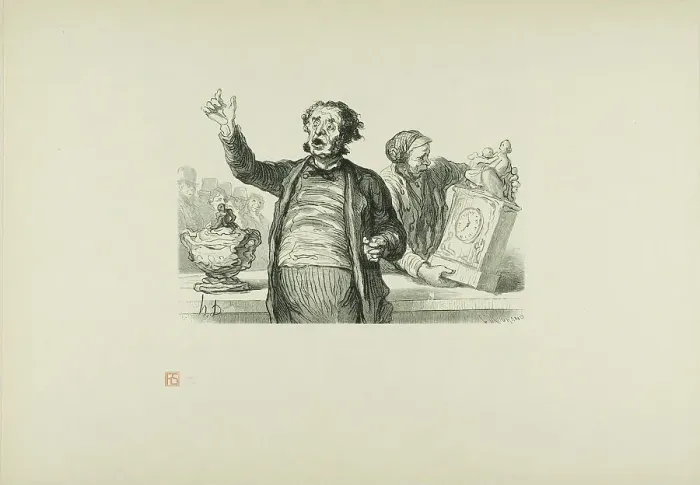 Framed Print : The Auction House: The Auctioneer, 1864, printed 1920. Creator: Charles Maurand Framed Print : The Auction House: The Auctioneer, 1864, printed 1920. Creator: Charles Maurand