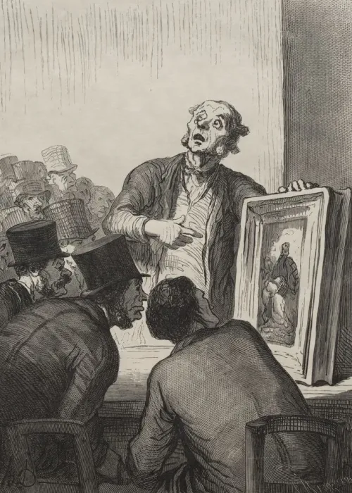 Framed Print : The Auction Room: The Expert. Creator: Honore Daumier (French, 1808-1879) Framed Print : The Auction Room: The Expert. Creator: Honore Daumier (French, 1808-1879)