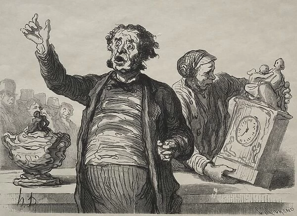 The Auction Room: The Town Crier. Creator: Honore Daumier (French, 1808-1879)