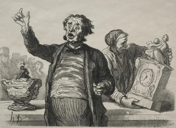 Framed Print : The Auction Room: The Town Crier. Creator: Honore Daumier (French, 1808-1879) Framed Print : The Auction Room: The Town Crier. Creator: Honore Daumier (French, 1808-1879)