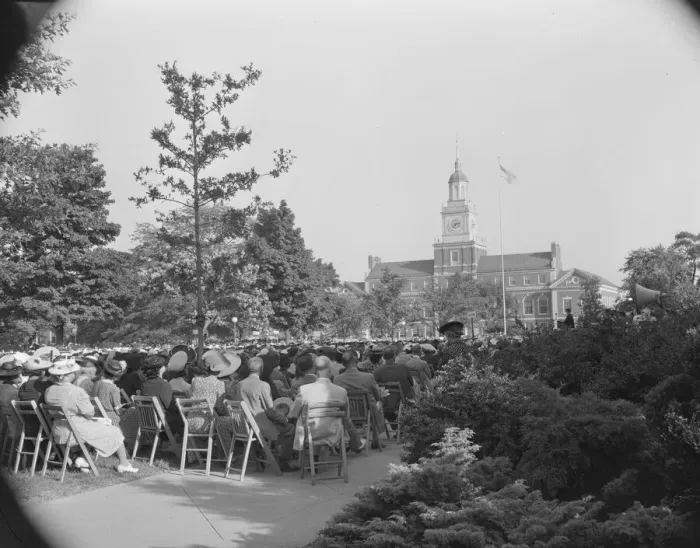 Framed Print : Audience at commencement exercises at Howard University, Washington, D. C, 1942. Creator: Gordon Parks Framed Print : Audience at commencement exercises at Howard University, Washington, D. C, 1942. Creator: Gordon Parks